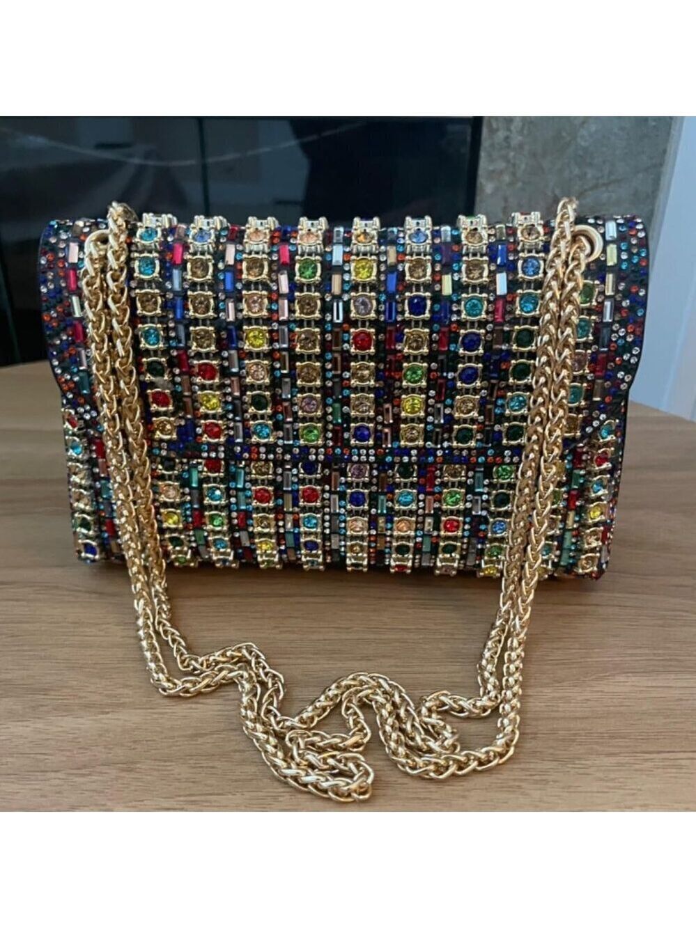 Sparkly Rhinestones Clutch Purses Crossbody Bag with Chain for Wedding Party - Picture 2 of 12